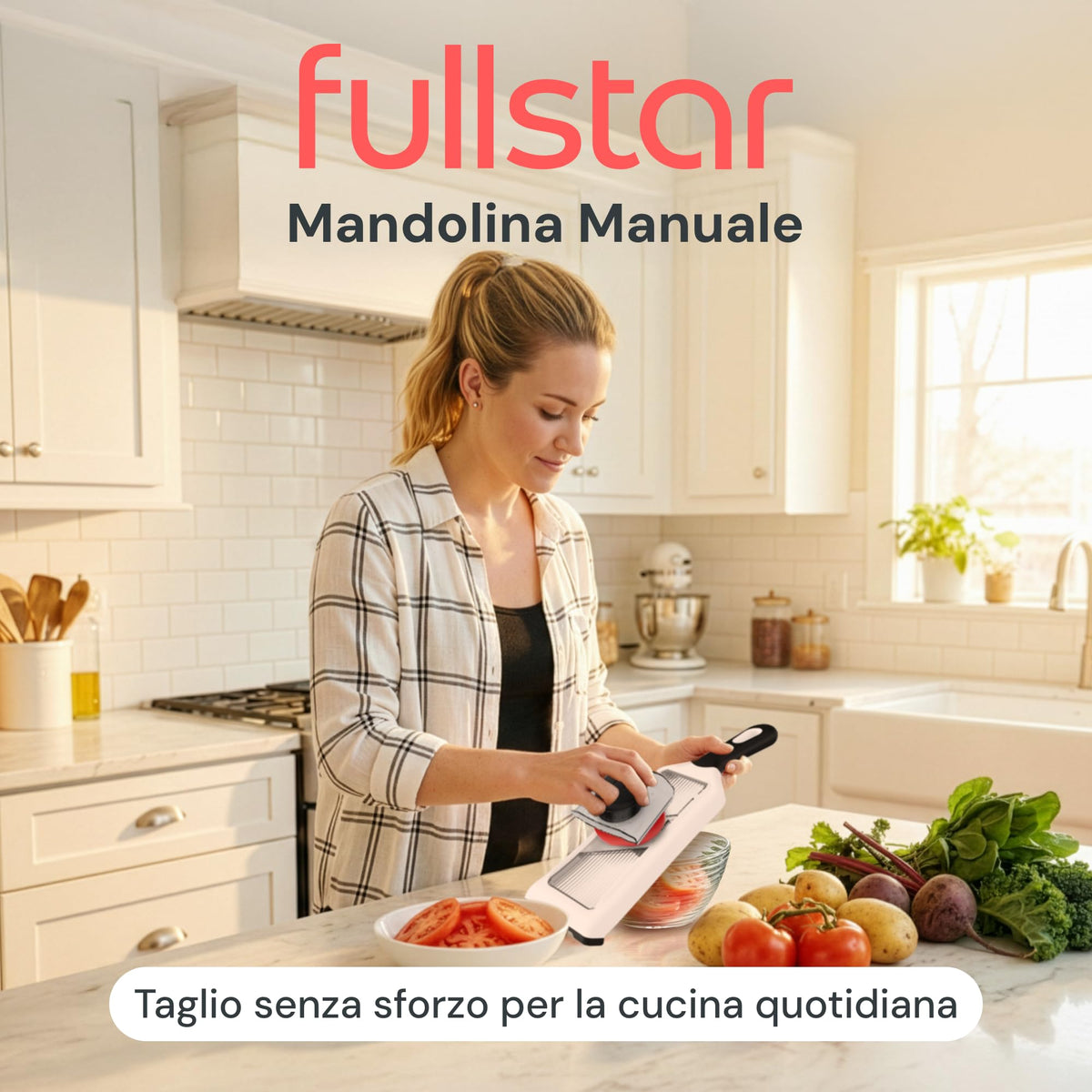 Fullstar Handheld - Mandolina per Verdure e Affettatrice Julienne 2 in 1