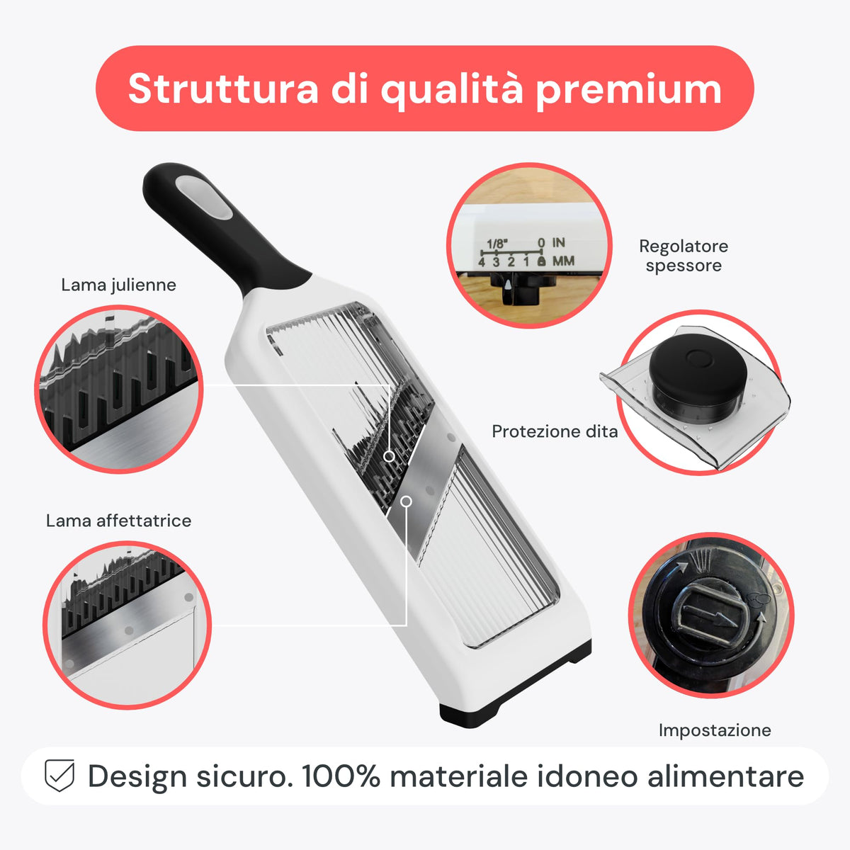 Fullstar Handheld - Mandolina per Verdure e Affettatrice Julienne 2 in 1