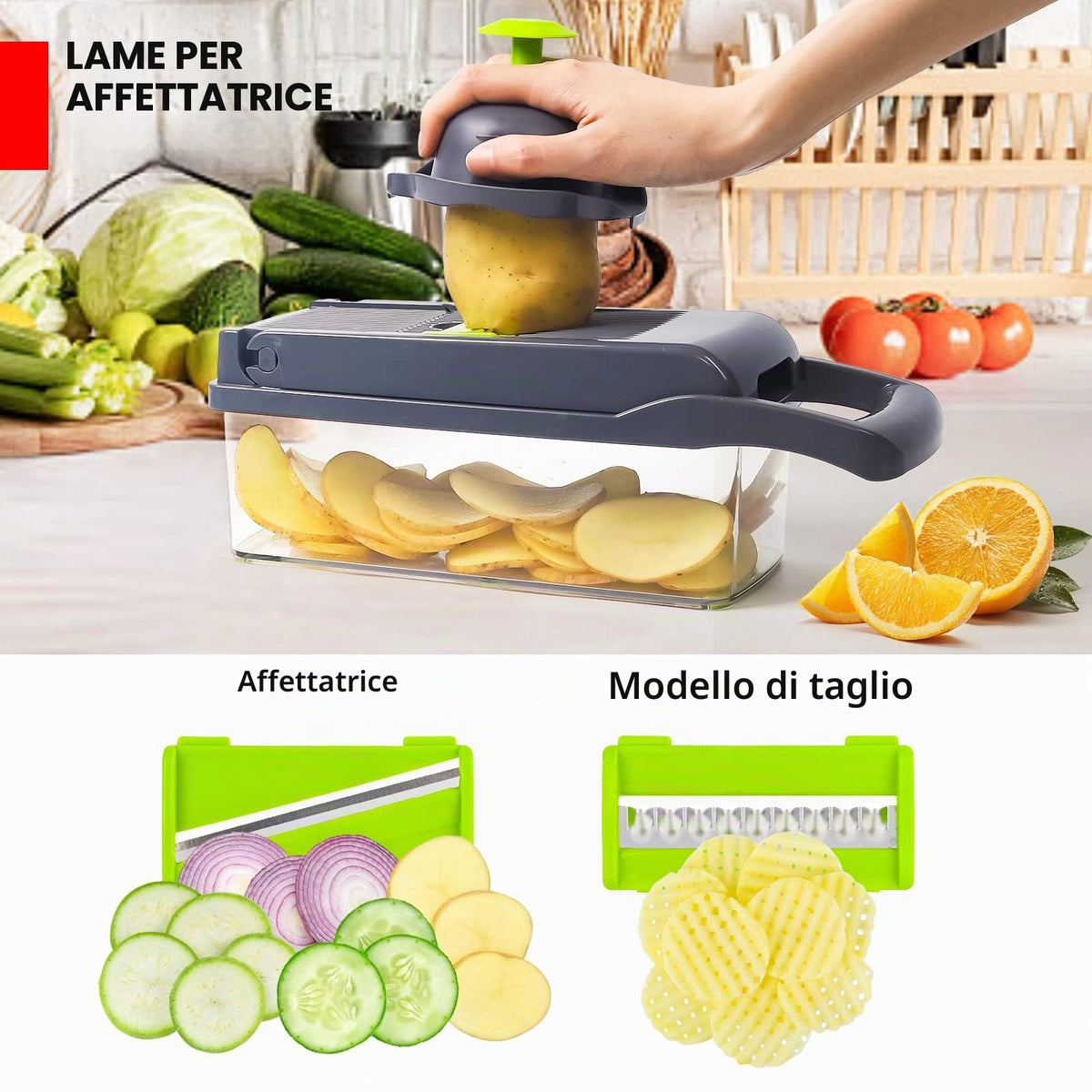 13-in-1 Professional Vegetable Chopper with 8 Blades and Container
