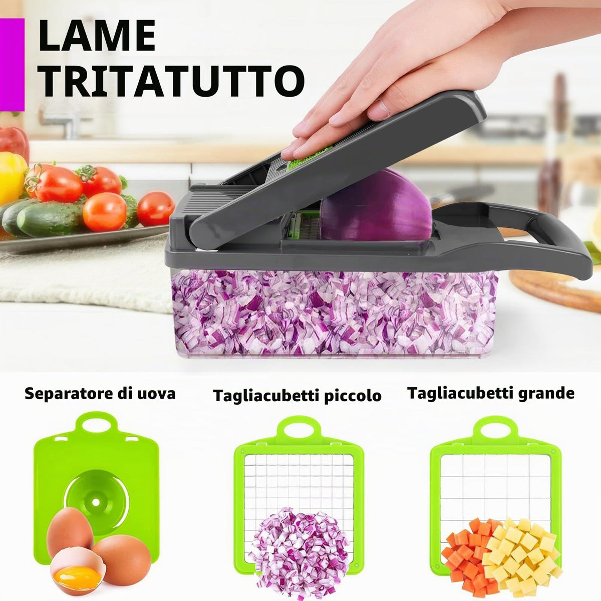 13-in-1 Professional Vegetable Chopper with 8 Blades and Container