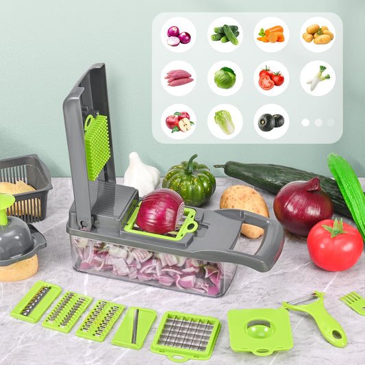 16-in-1 Multifunctional Vegetable Chopper with 7 Blades