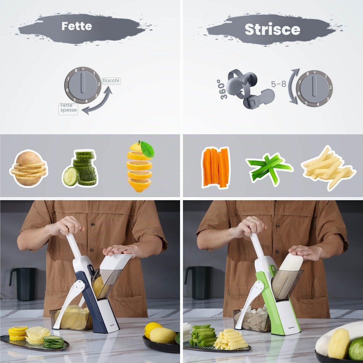 SupMaKin Adjustable Mandoline Vegetable Slicer for Potatoes and Onions