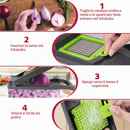 13-in-1 Professional Vegetable Chopper with 8 Blades and Container