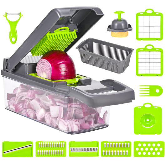 16-in-1 Multifunctional Vegetable Chopper with 7 Blades